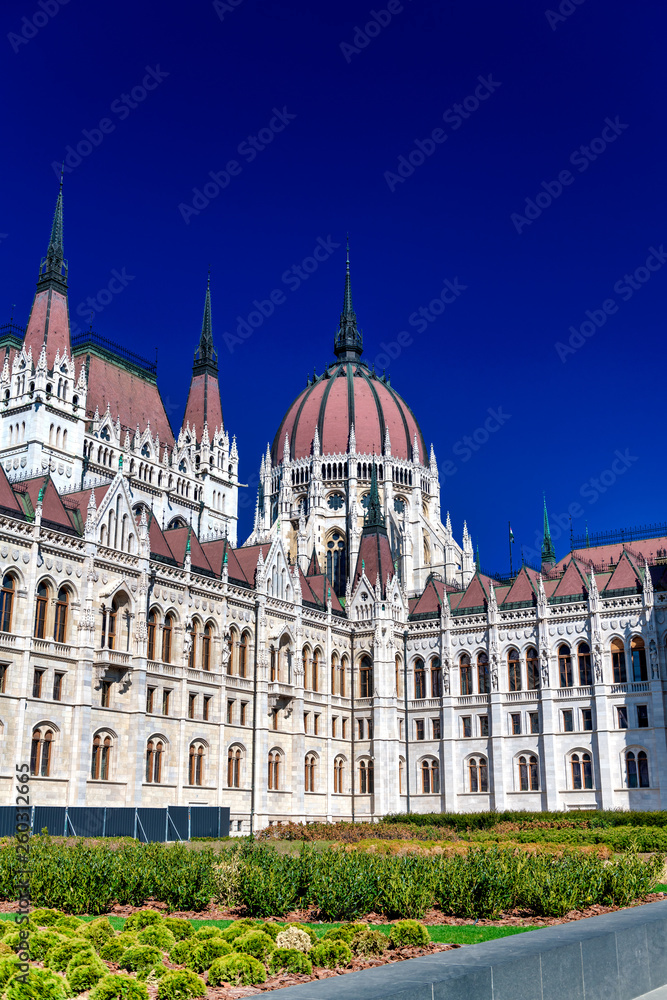 Exterior view of Budapest Parliament on a sunny day Exterior view of Budapest Parliament on a sunny day