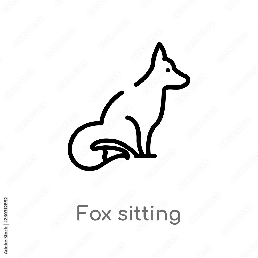 outline fox sitting vector icon. isolated black simple line element illustration from animals concept. editable vector stroke fox sitting icon on white background