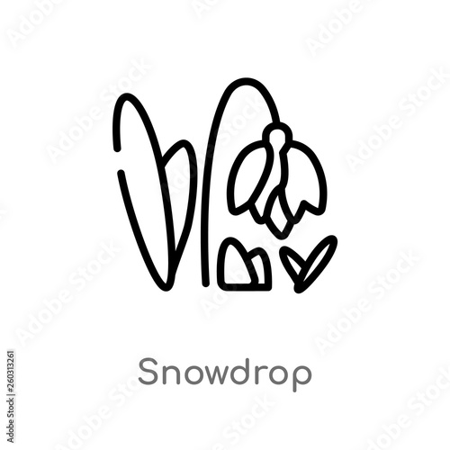 outline snowdrop vector icon. isolated black simple line element illustration from farming and gardening concept. editable vector stroke snowdrop icon on white background