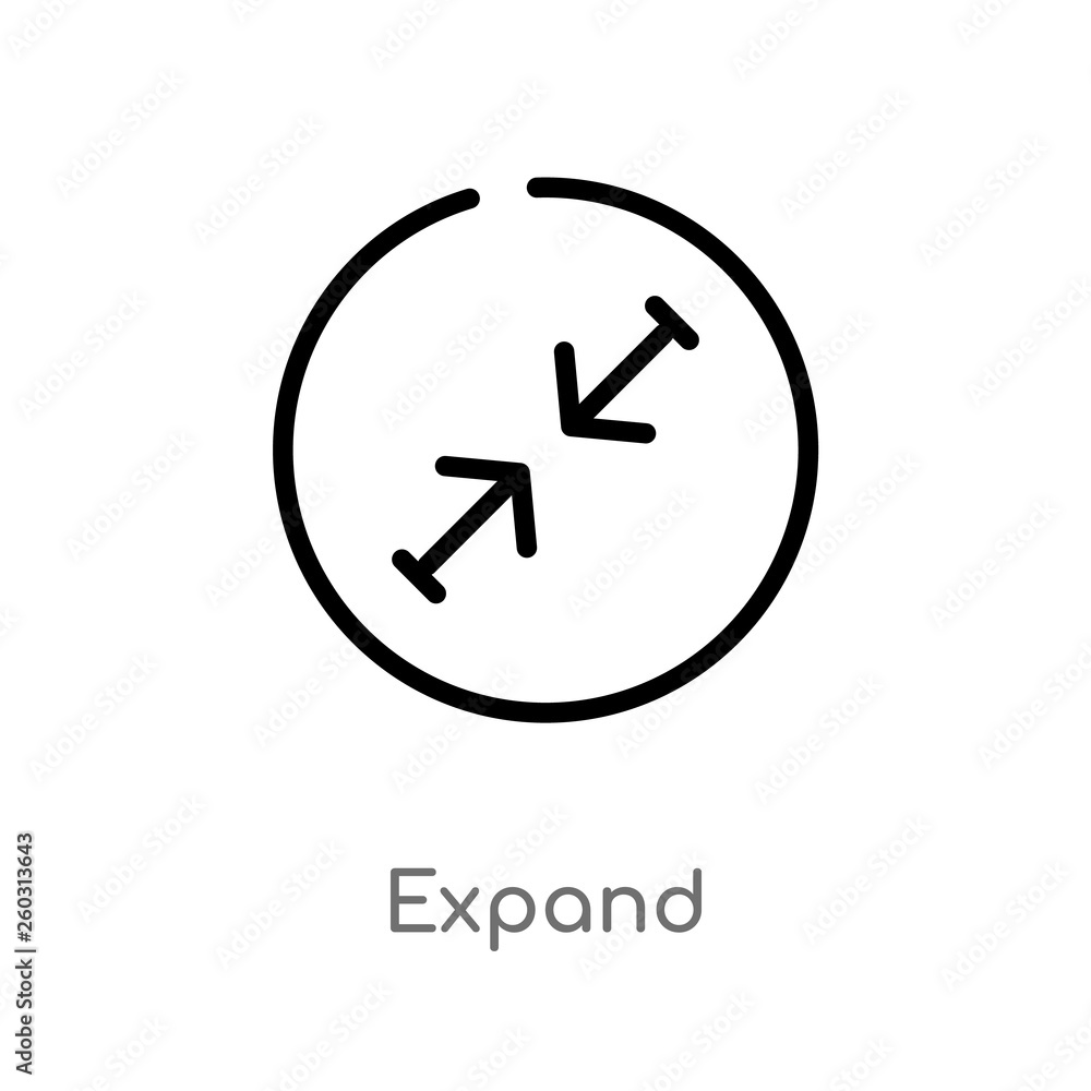 outline expand vector icon. isolated black simple line element illustration from arrows 2 concept. editable vector stroke expand icon on white background outline expand vector icon. isolated black simple line element illustration from arrows 2 concept. editable vector stroke expand icon on white background
