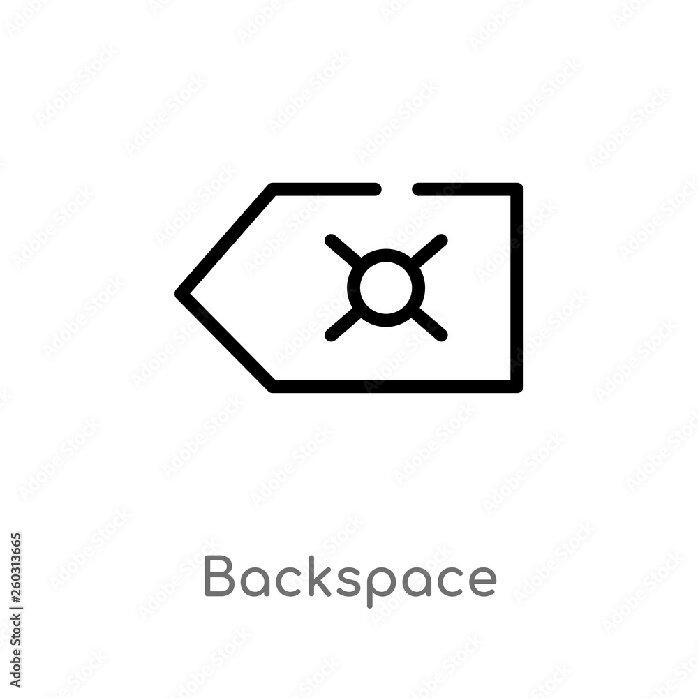 outline backspace vector icon. isolated black simple line element illustration from arrows 2 concept. editable vector stroke backspace icon on white background outline backspace vector icon. isolated black simple line element illustration from arrows 2 concept. editable vector stroke backspace icon on white background