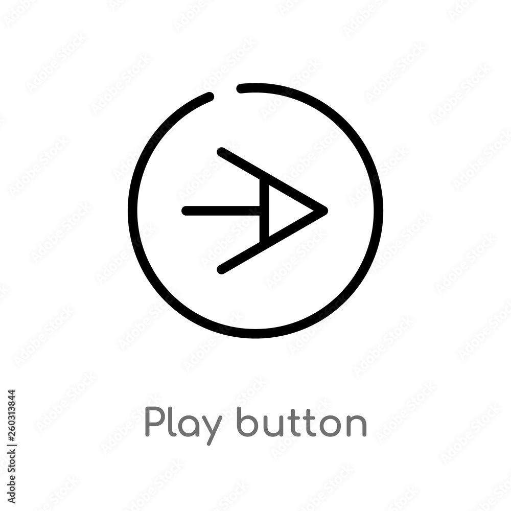 outline play button vector icon. isolated black simple line element illustration from arrows 2 concept. editable vector stroke play button icon on white background outline play button vector icon. isolated black simple line element illustration from arrows 2 concept. editable vector stroke play button icon on white background