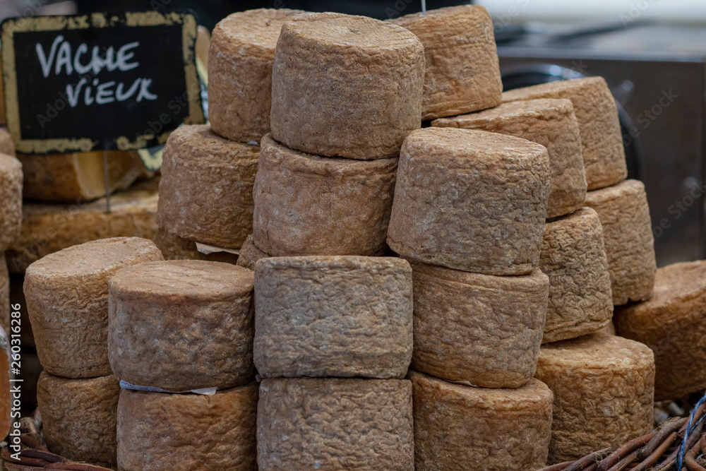 old french goat cheese on the counter old french goat cheese on the counter