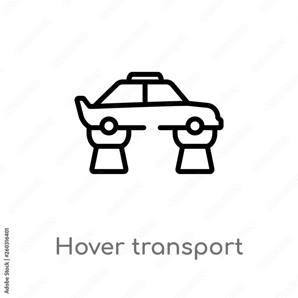 outline hover transport vector icon. isolated black simple line element illustration from artificial intellegence concept. editable vector stroke hover transport icon on white background