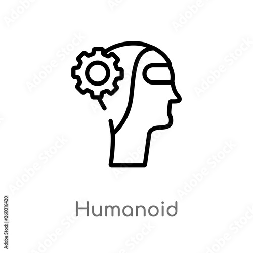 outline humanoid vector icon. isolated black simple line element illustration from artificial intellegence concept. editable vector stroke humanoid icon on white background