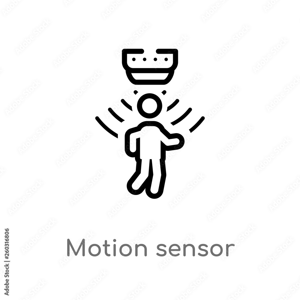 outline motion sensor vector icon. isolated black simple line element illustration from artificial intellegence concept. editable vector stroke motion sensor icon on white background