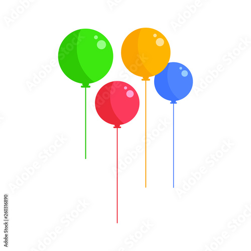 Balloons cartoon illustrations. Celebration design elements. Flat design vector.
