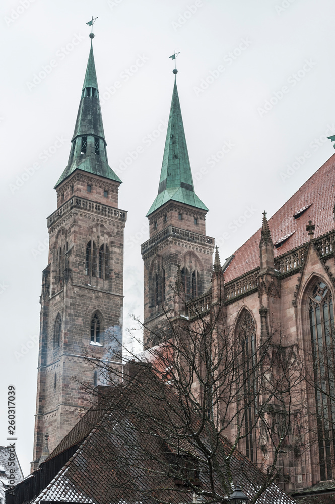 St. Lorenz Church (St. Lorenz Kirche) in historical Nuremberg town. Nuremberg, Bavaria, Germany