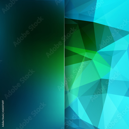Abstract geometric style background. Green, blue colors. Blur background with glass. Vector illustration