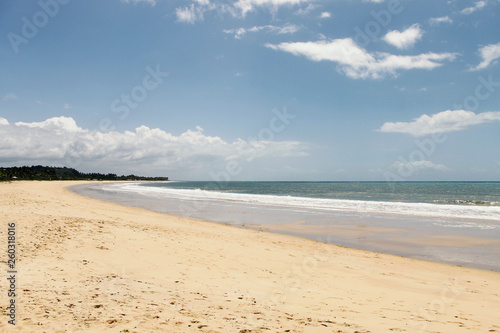 Beautiful tropical beach sea and sand on blue sky and white cloud for travel and vacation Porto Seguro - Brasil - Image