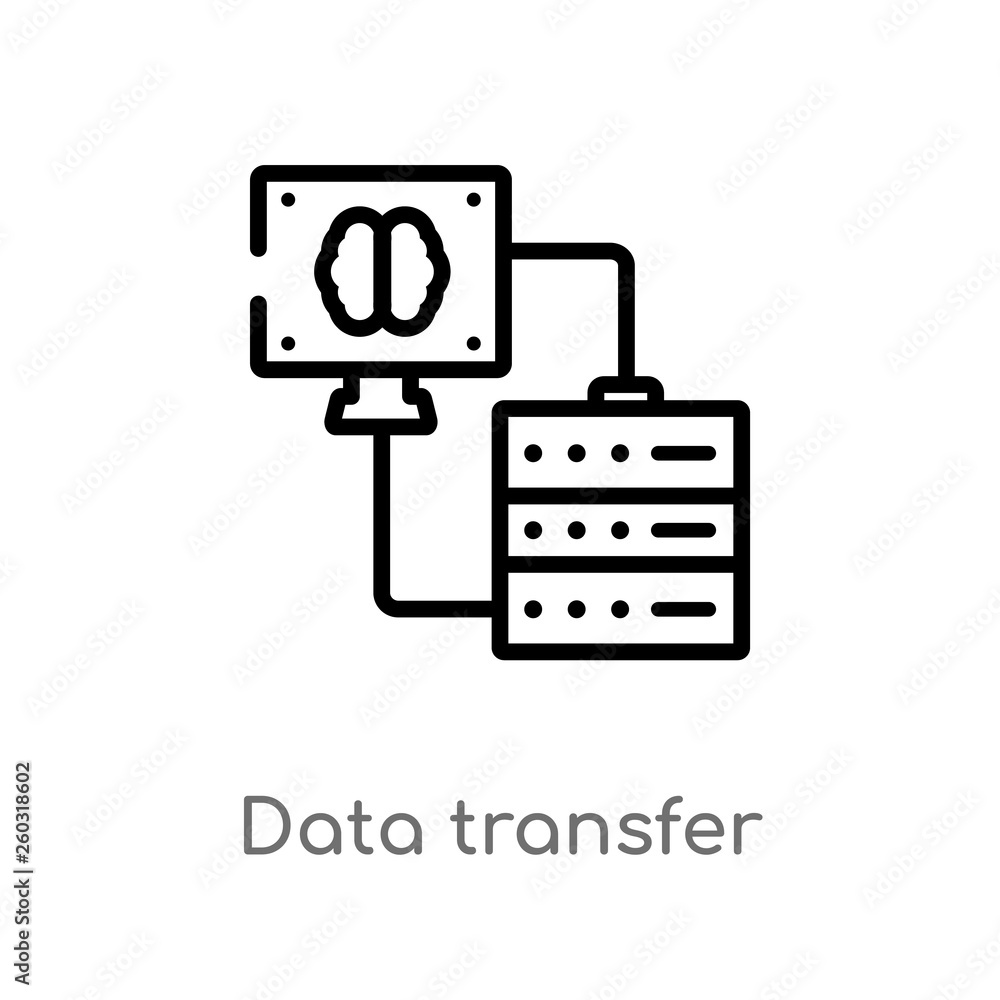 outline data transfer vector icon. isolated black simple line element illustration from artificial intelligence concept. editable vector stroke data transfer icon on white background