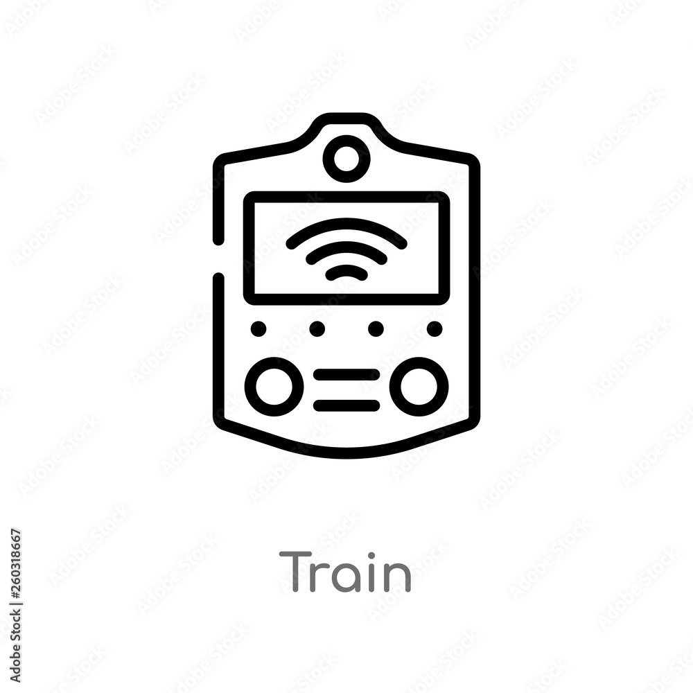 outline train vector icon. isolated black simple line element illustration from artificial intelligence concept. editable vector stroke train icon on white background outline train vector icon. isolated black simple line element illustration from artificial intelligence concept. editable vector stroke train icon on white background