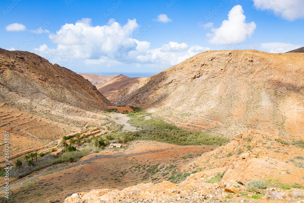 Scenic hill country on Fuerteventura Island, Canary Islands, Spain