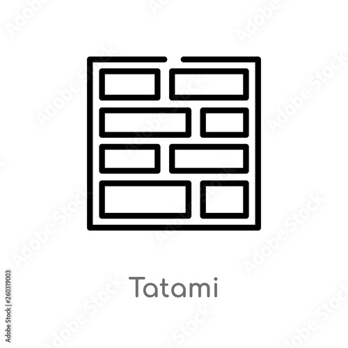 outline tatami vector icon. isolated black simple line element illustration from asian concept. editable vector stroke tatami icon on white background