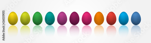 Easter eggs with different colors. Colored three dimensional eggs. Vector illustration