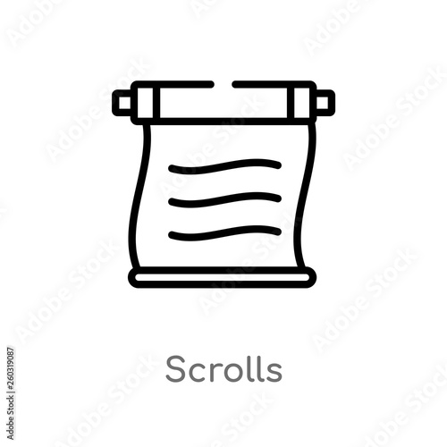 outline scrolls vector icon. isolated black simple line element illustration from asian concept. editable vector stroke scrolls icon on white background