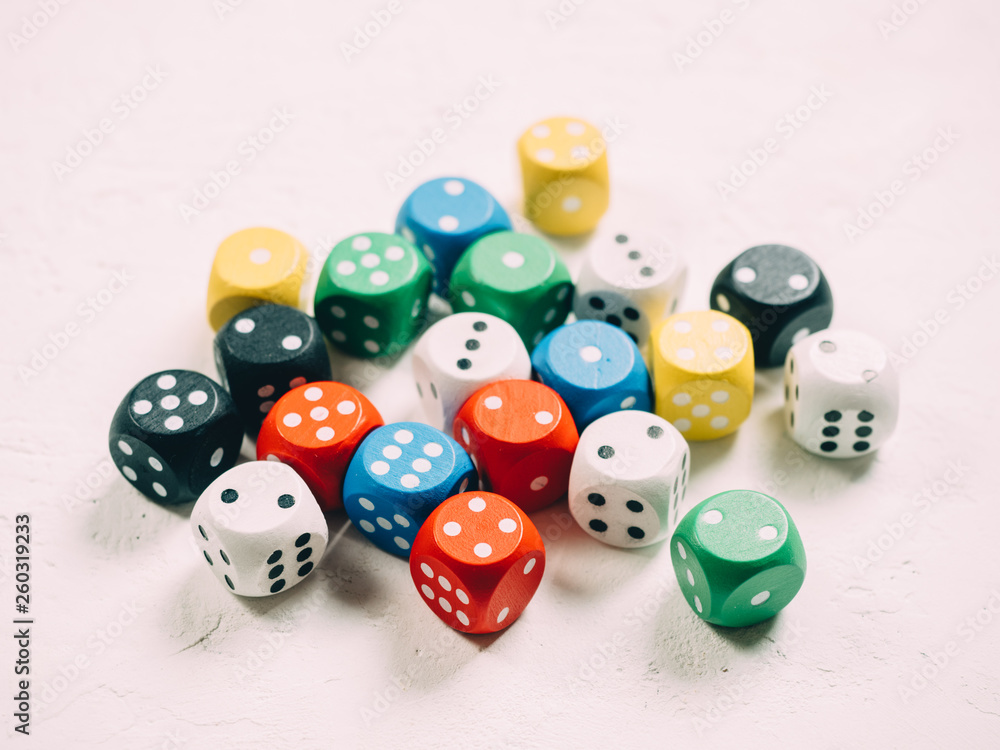 Color classic dices cubes. board game background Color classic dices cubes. board game background