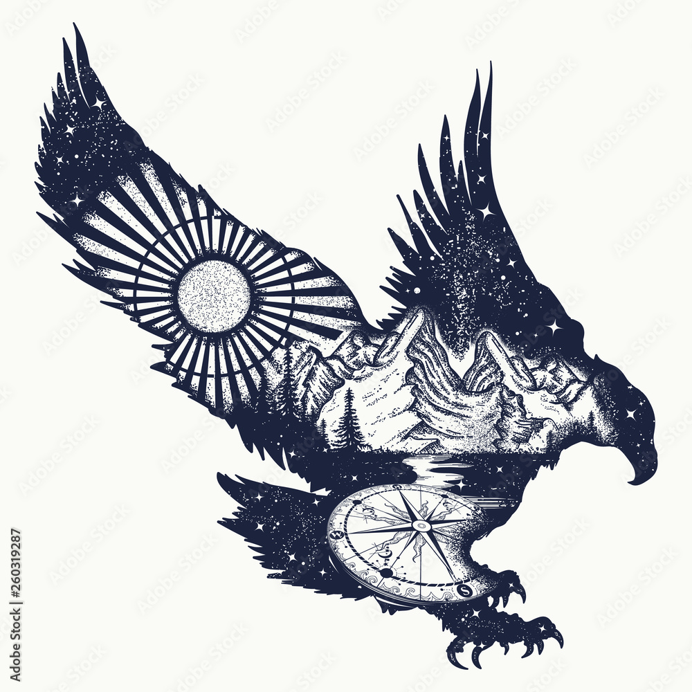 Eagle tattoos stock vector. Illustration of feather, icon - 14892436