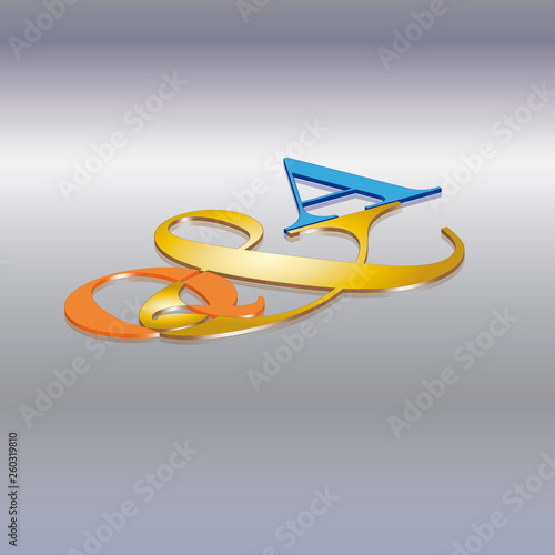 q&a  3d blau orange flach