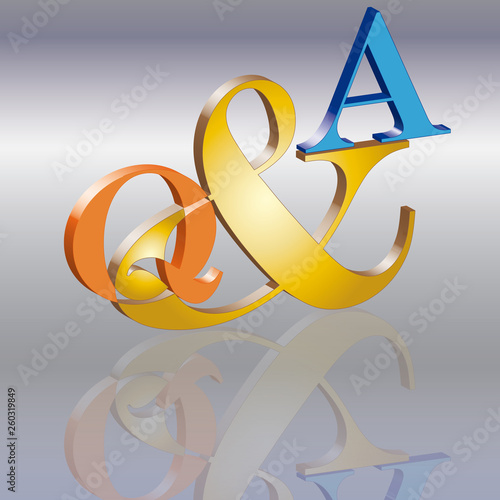 q&a  3d blau orange