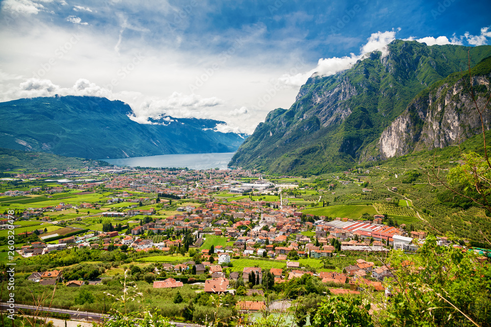 Riva del Garda valley surrounded with mountains