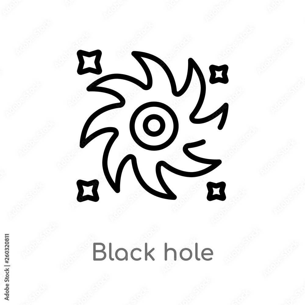 Fototapeta premium outline black hole vector icon. isolated black simple line element illustration from astronomy concept. editable vector stroke black hole icon on white background