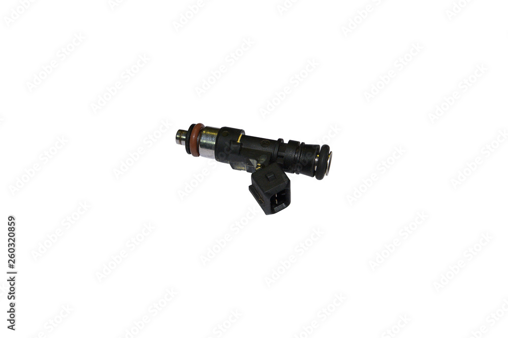 Used fuel injector isolated on white background. Used fuel injector isolated on white background.