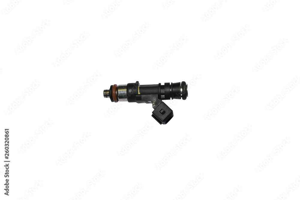 Used fuel injector isolated on white background. Used fuel injector isolated on white background.