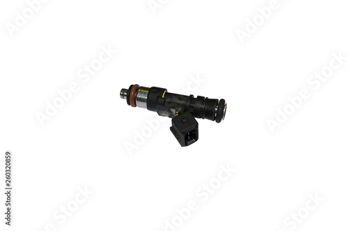 Used fuel injector isolated on white background.