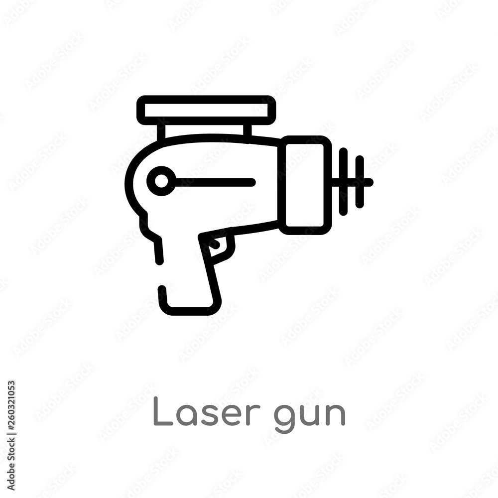 outline laser gun vector icon. isolated black simple line element illustration from astronomy concept. editable vector stroke laser gun icon on white background
