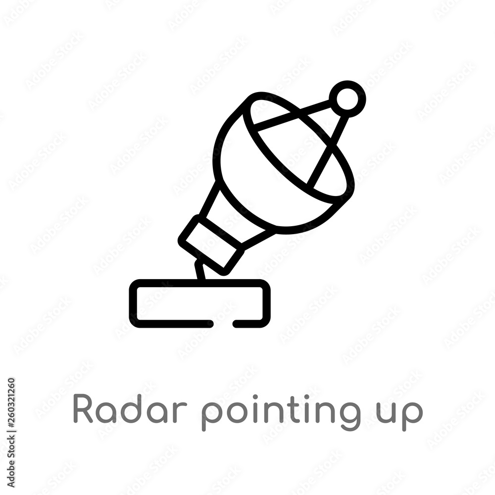 outline radar pointing up vector icon. isolated black simple line element illustration from astronomy concept. editable vector stroke radar pointing up icon on white background outline radar pointing up vector icon. isolated black simple line element illustration from astronomy concept. editable vector stroke radar pointing up icon on white background