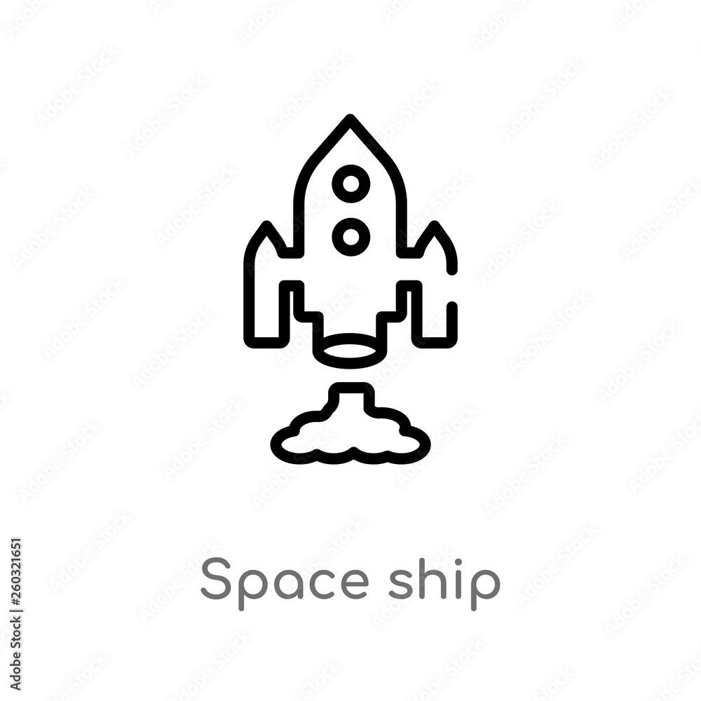 outline space ship vector icon. isolated black simple line element illustration from astronomy concept. editable vector stroke space ship icon on white background outline space ship vector icon. isolated black simple line element illustration from astronomy concept. editable vector stroke space ship icon on white background