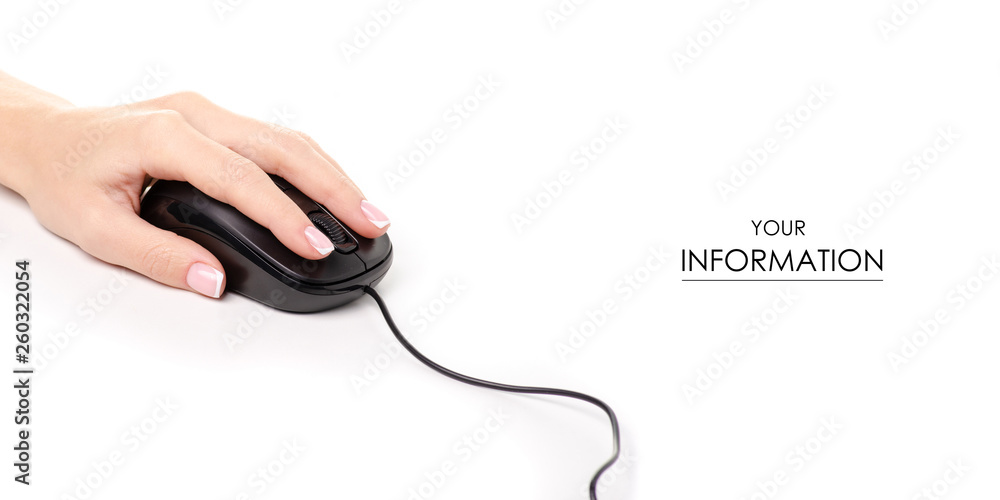 PC mouse in hand pattern on white background isolation PC mouse in hand pattern on white background isolation