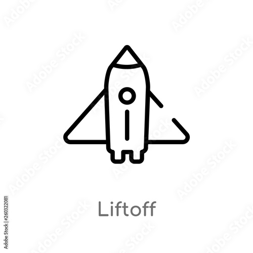 outline liftoff vector icon. isolated black simple line element illustration from astronomy concept. editable vector stroke liftoff icon on white background