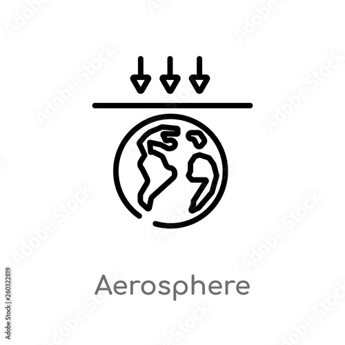 outline aerosphere vector icon. isolated black simple line element illustration from astronomy concept. editable vector stroke aerosphere icon on white background