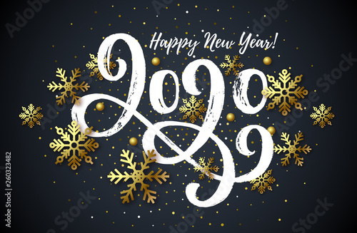 2020 hand drawn lettering, New Year card