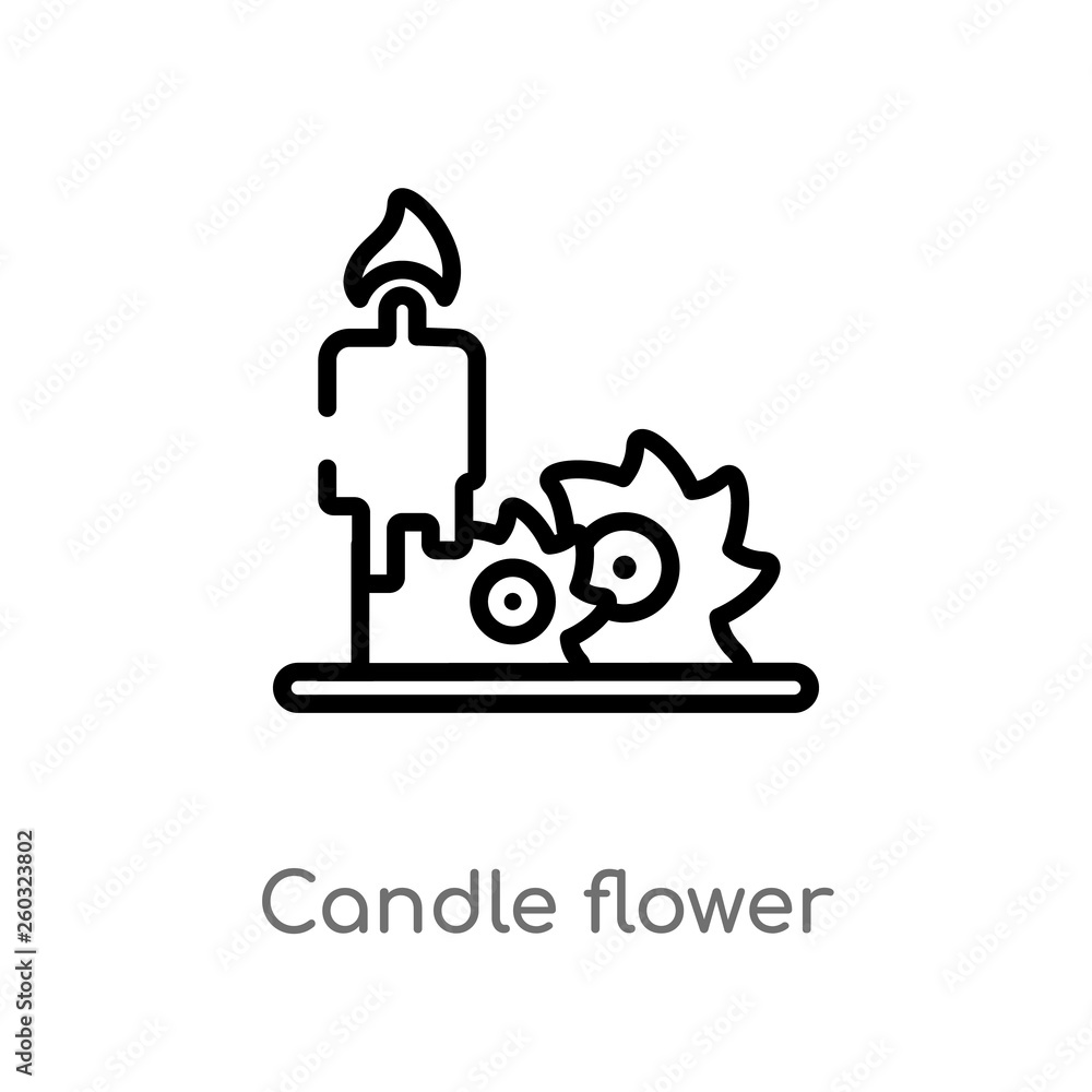 outline candle flower vector icon. isolated black simple line element illustration from beauty concept. editable vector stroke candle flower icon on white background