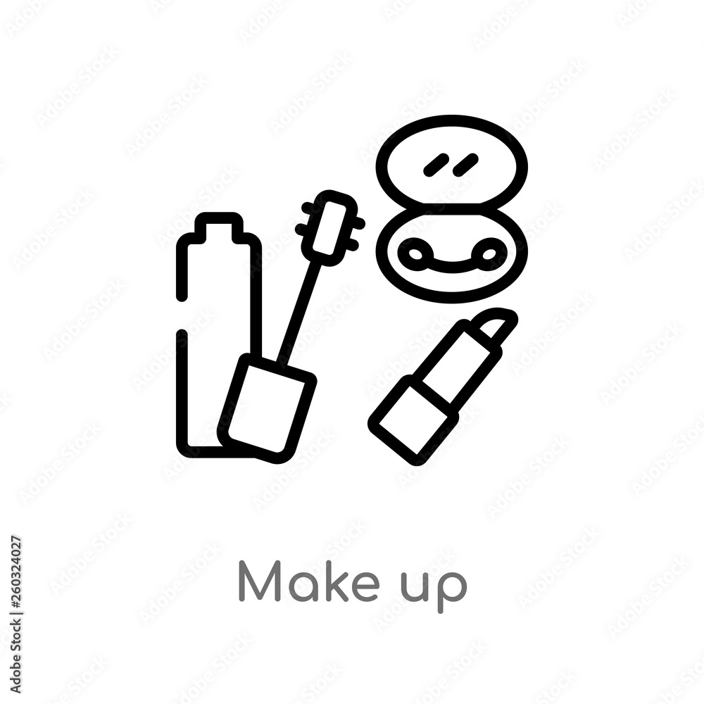 outline make up vector icon. isolated black simple line element illustration from beauty concept. editable vector stroke make up icon on white background outline make up vector icon. isolated black simple line element illustration from beauty concept. editable vector stroke make up icon on white background