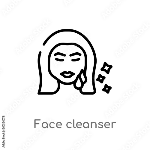 outline face cleanser vector icon. isolated black simple line element illustration from beauty concept. editable vector stroke face cleanser icon on white background