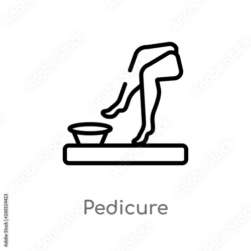 outline pedicure vector icon. isolated black simple line element illustration from beauty concept. editable vector stroke pedicure icon on white background