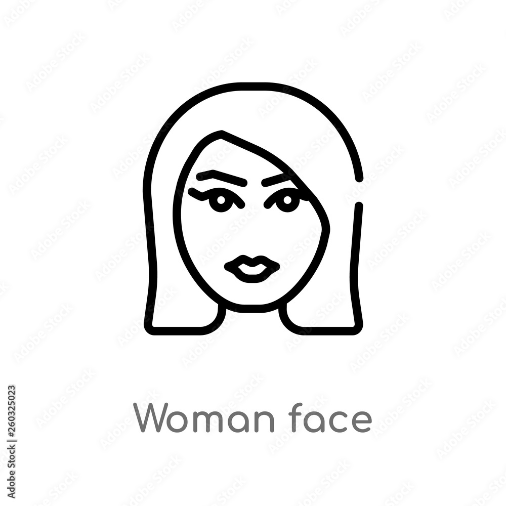 outline woman face vector icon. isolated black simple line element illustration from beauty concept. editable vector stroke woman face icon on white background