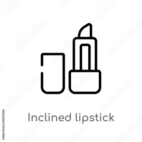 outline inclined lipstick vector icon. isolated black simple line element illustration from beauty concept. editable vector stroke inclined lipstick icon on white background