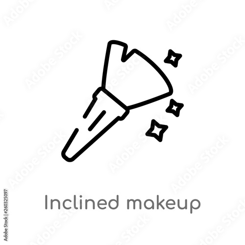 outline inclined makeup brush vector icon. isolated black simple line element illustration from beauty concept. editable vector stroke inclined makeup brush icon on white background