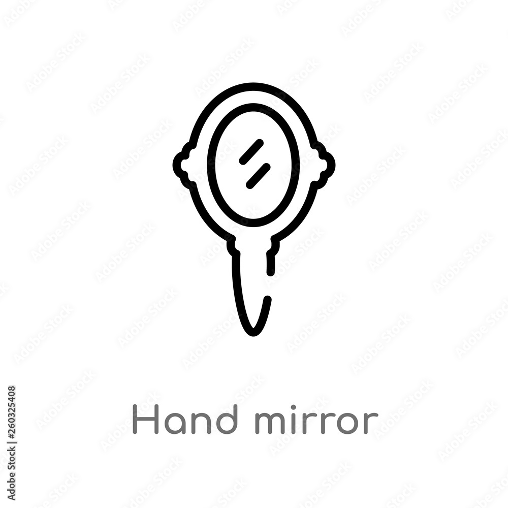 outline hand mirror vector icon. isolated black simple line element illustration from beauty concept. editable vector stroke hand mirror icon on white background outline hand mirror vector icon. isolated black simple line element illustration from beauty concept. editable vector stroke hand mirror icon on white background
