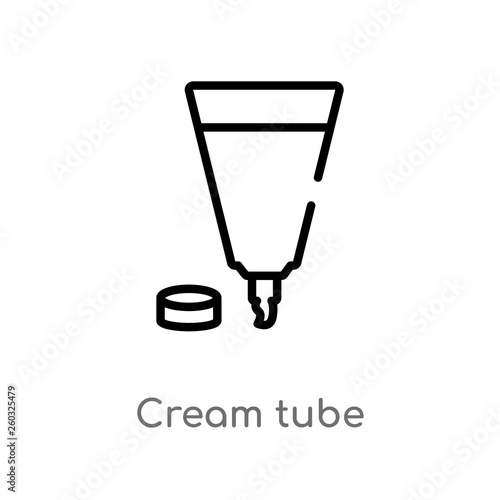 outline cream tube vector icon. isolated black simple line element illustration from beauty concept. editable vector stroke cream tube icon on white background