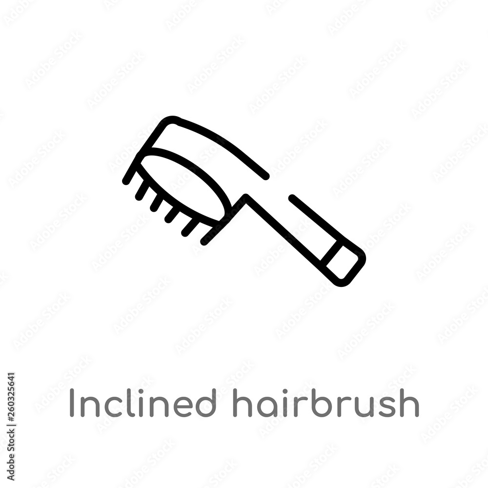outline inclined hairbrush vector icon. isolated black simple line element illustration from beauty concept. editable vector stroke inclined hairbrush icon on white background