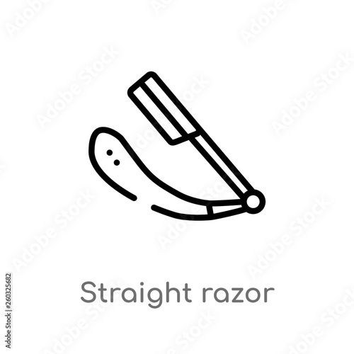 outline straight razor vector icon. isolated black simple line element illustration from beauty concept. editable vector stroke straight razor icon on white background