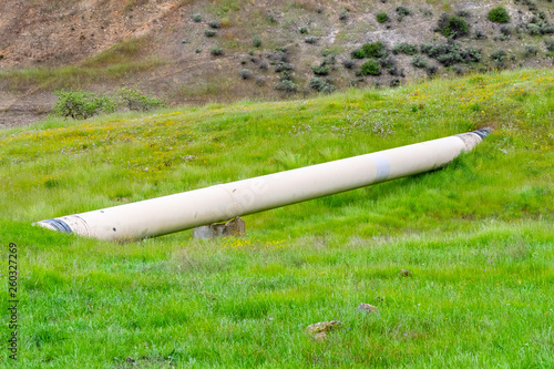 Gas pipeline crossing the hills, south San Francisco bay, San Jose, California