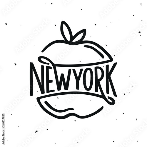 Vintage hand lettered t-shirt design. New york city text. Vector illustration.