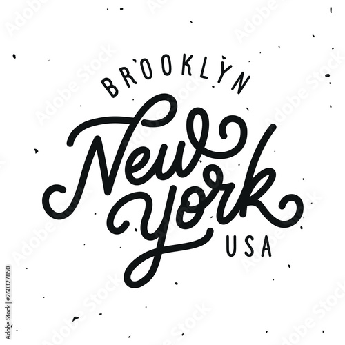 Vintage hand lettered t-shirt design. New york city text. Vector illustration.